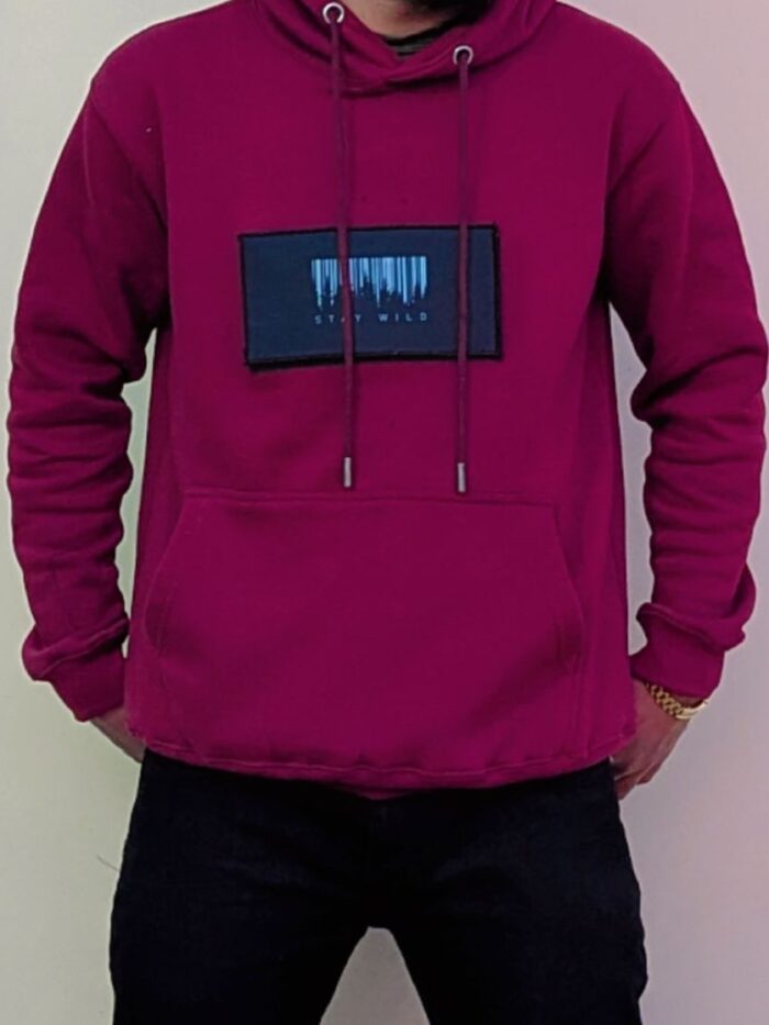 Velcro Maroon Hoodie Stay Wild